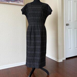 Black Cotton Dress, Short kimono-style sleeves, Size M